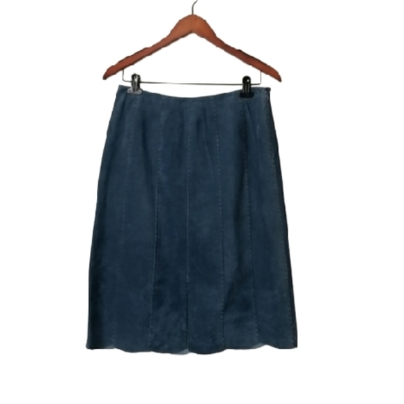 Suede Skirt Vintage Think Tank Blue Size 6 - Picture 14 of 14